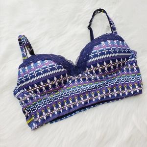 Victoria's Secret Blue Lace Trim Longline Bra